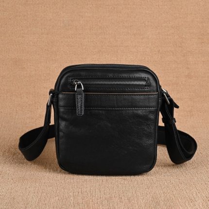 Men's Vintage Genuine Leather Crossbody Bag - Handcrafted Patina Vegetable-Tanned Imported Top-Grain Leather